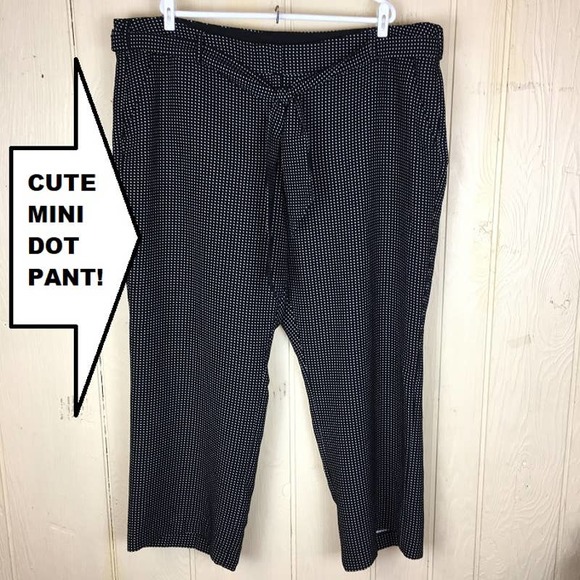 Lane Bryant Knit Mini Dot Wide Leg PANT Belted - Picture 1 of 8